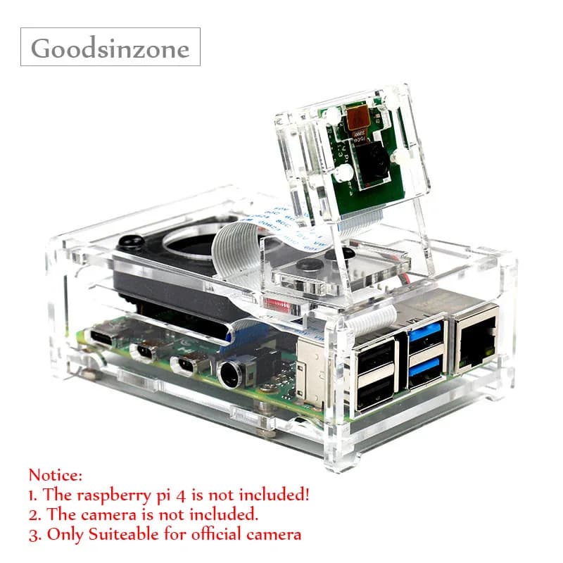 Custodia Raspberry Pi 4 con kit ventola, kit di raffreddamento 3in1 con supporto per fotocamera per Raspberry Pi 4 modello B