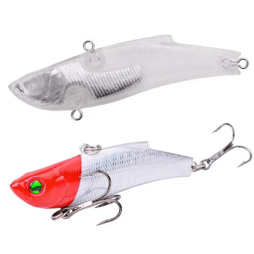 20 pz VIB Inverno Ghiaccio Mare Esche Da Pesca In Bianco 7 cm/16.5g Non Verniciato Crankbait Wobblers Artificiale Traina Accessori Per la Pesca Alla Carpa