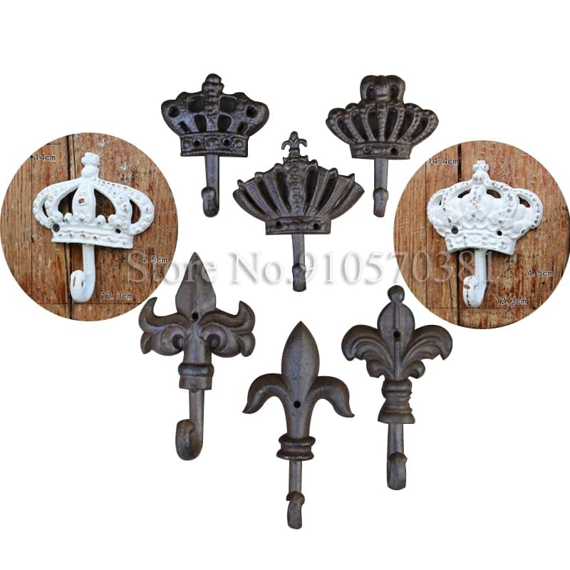 Retro Corona Europea Serie Cast di Ferro Battuto Gancio Appendiabiti Cappotto Decorativo Decorazione Della Parete