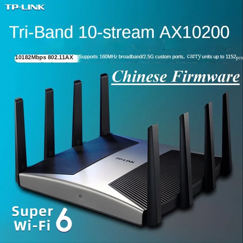 8 antenne, router mesh wireless WiFi6E Wi-Fi 6 AX10200, 802.11AX, 2,4 GHz 574 M + 5 GHz 9608 M, 1000 M WAN/LAN, porta 2,5 G SFP / RJ45