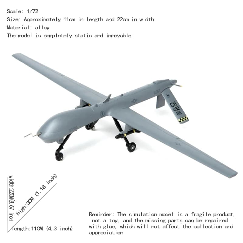 JASON TUTU scala 1/72 MQ-1 Predator Drone ricognizione collezione metallo Diecast modello aereo Drop shipping
