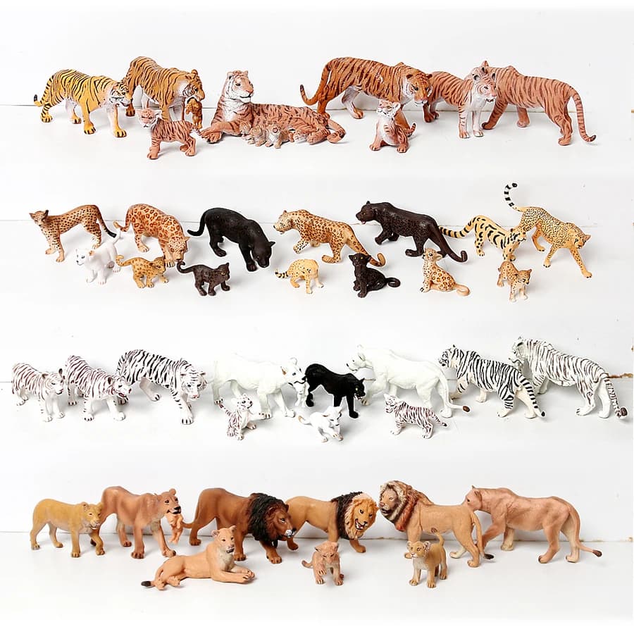 Animali Selvatici Realistici Modello Tigre Bianca, Leoni, Leopardo, Pantera, Ghepardo Educativi Animali della Giungla Figure Modello Figurine Set