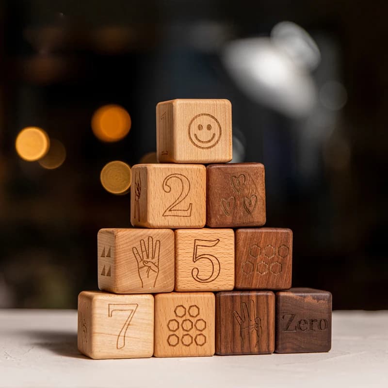 10 pezzi giocattoli in legno per bambini blocchi educativi blocco impilabile 3D numeri didattici educazione precoce inglese giocattoli Montessori