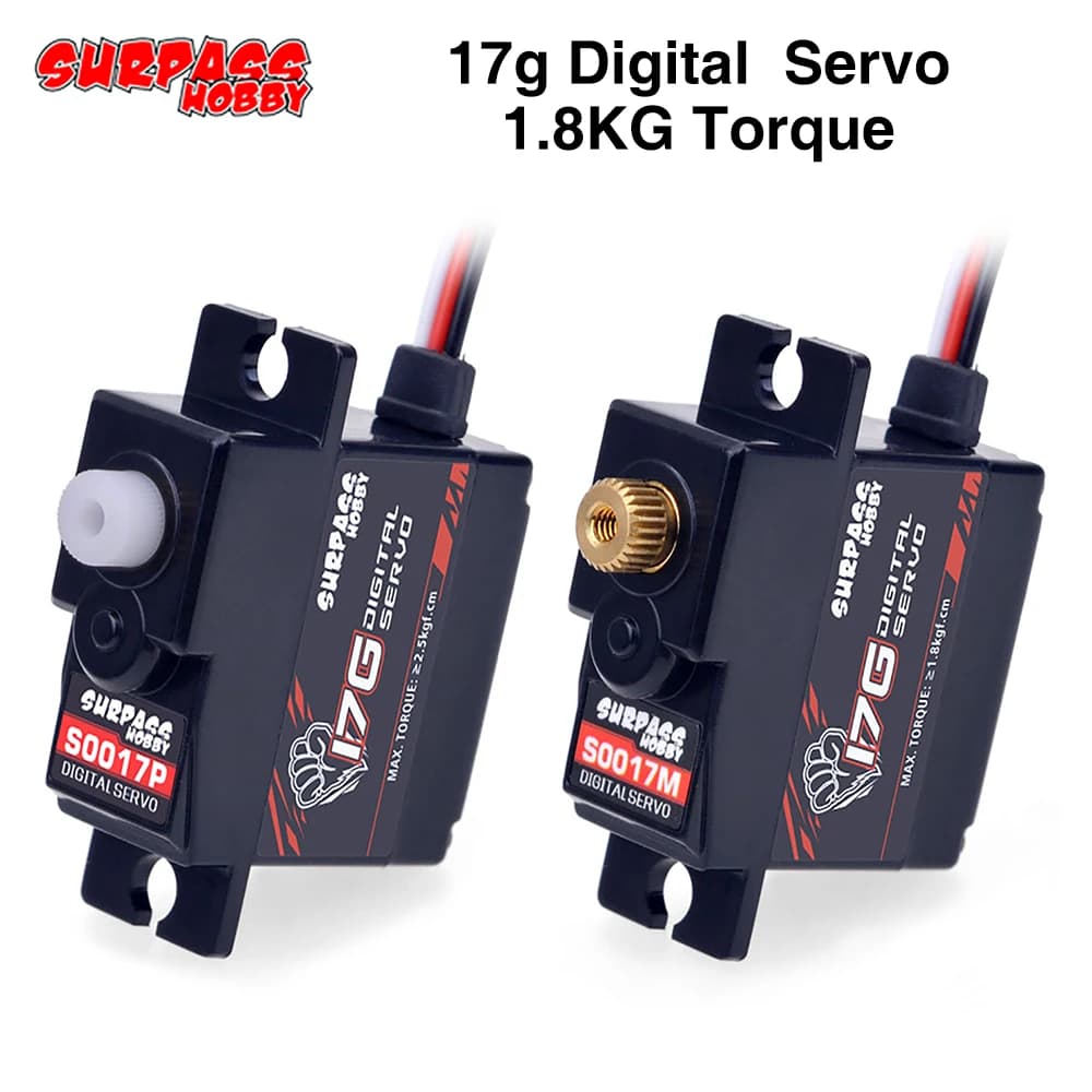 SURPASS Hobby 17g Micro Mini Servo S0017M Gear 1.8KG Pair Digital Servo for 1/16 1/18 RC Auto Air Helicopter And Boat