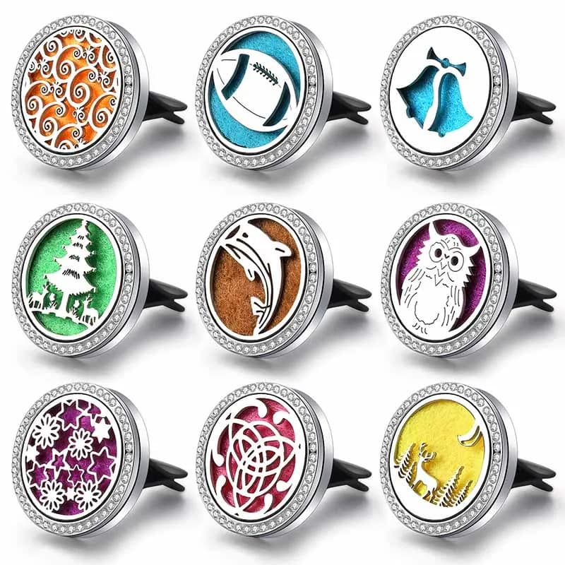 Fashion Zircone Deodorant for Car Aroma Stainless Steel Diffuser Essential Oils Perfume Medallion Car Pendant Owl Clip for Car Air Intake