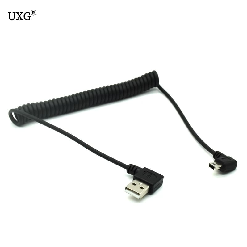 Nuova mini usb maschio a 90 gradi a destra ad angolo a usb maschio ad angolo retto primavera Retrattile cavo di sincronizzazione di dati di carica 1m