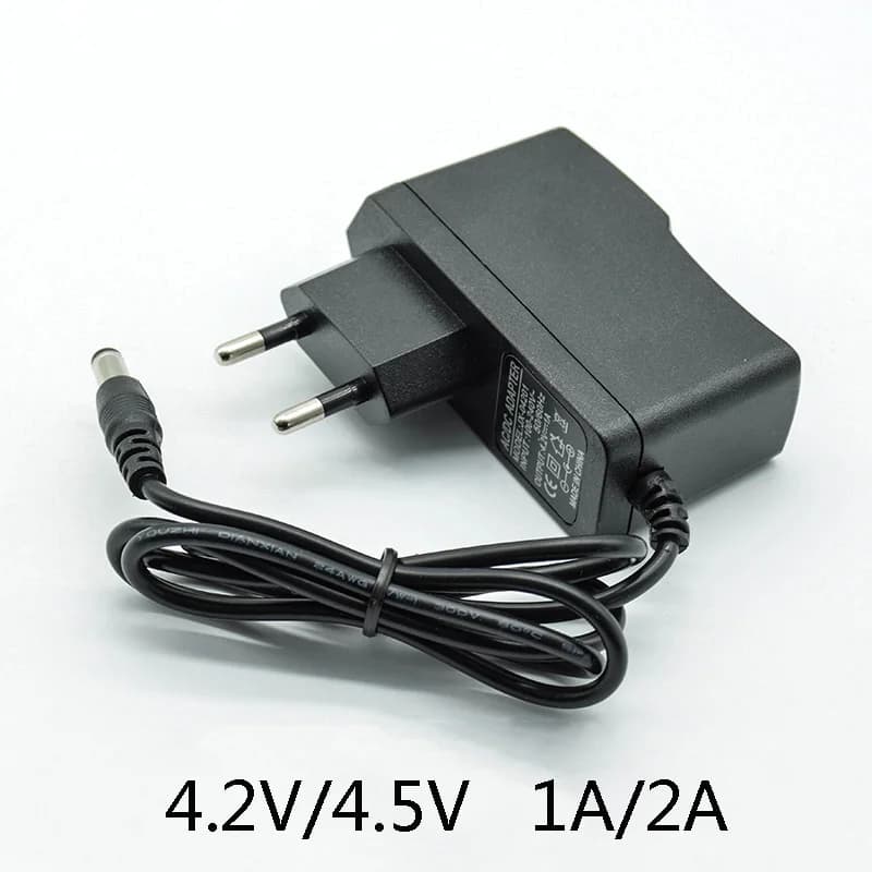 Convertitore AC 100-240V, Adattatore DC 4.2V 1A 2A 2000mA, Alimentatore Caricabatterie con Spina EU 5.5mm * 2.5mm (2.1mm) da AC a DC