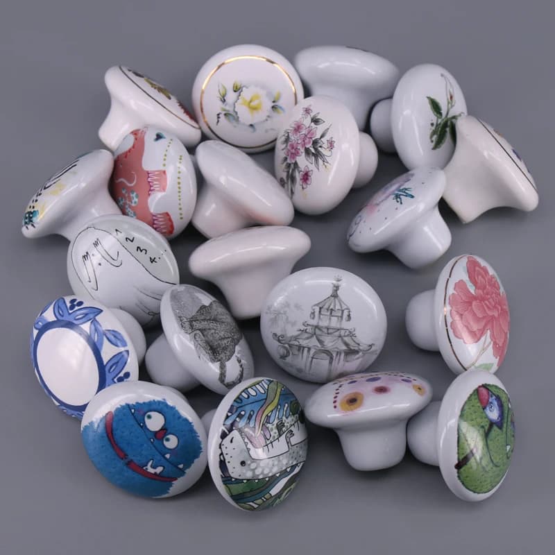 Manopola per cassetto in ceramica da 38 mm di un pezzo, pomelli per cassetti rotondi per bambini, maniglie per mobili, armadi, pomelli decorativi in porcellana