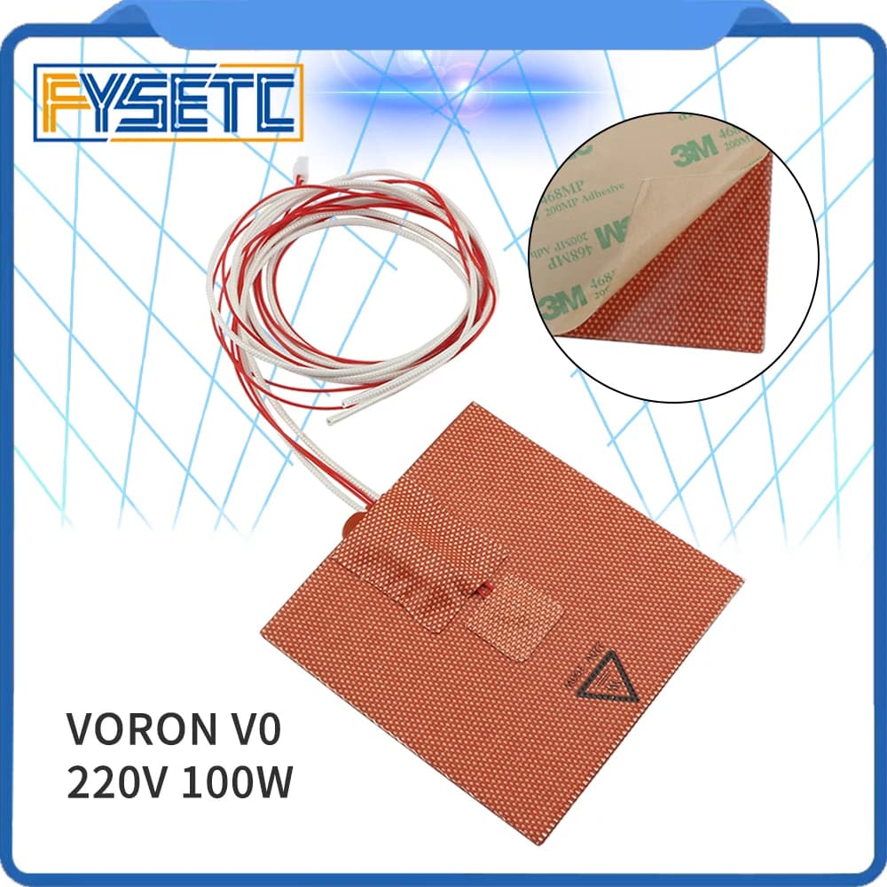 FYSETC 1PC Riscaldatore In Silicone Pad 100x100mm 220V 100W Per Voron V0 Stampante 3D Letto Supporto Adesivo