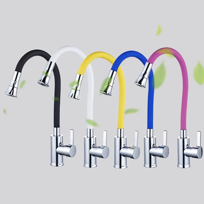 Silica Gel Nose Any Direction Rotating Kitchen Faucet Cold and Hot Black Blue Water Mixer Red Single Handle Kitchen Tap