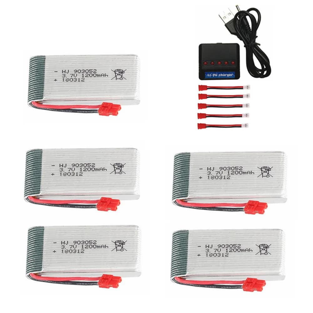 Batteria lipo 3.7V 1200mAh 903052 per Syma X5HC X5HW X5UW X5UC RC Quadcopter Pezzi di ricambio 903052 3.7V drone caricabatteria set