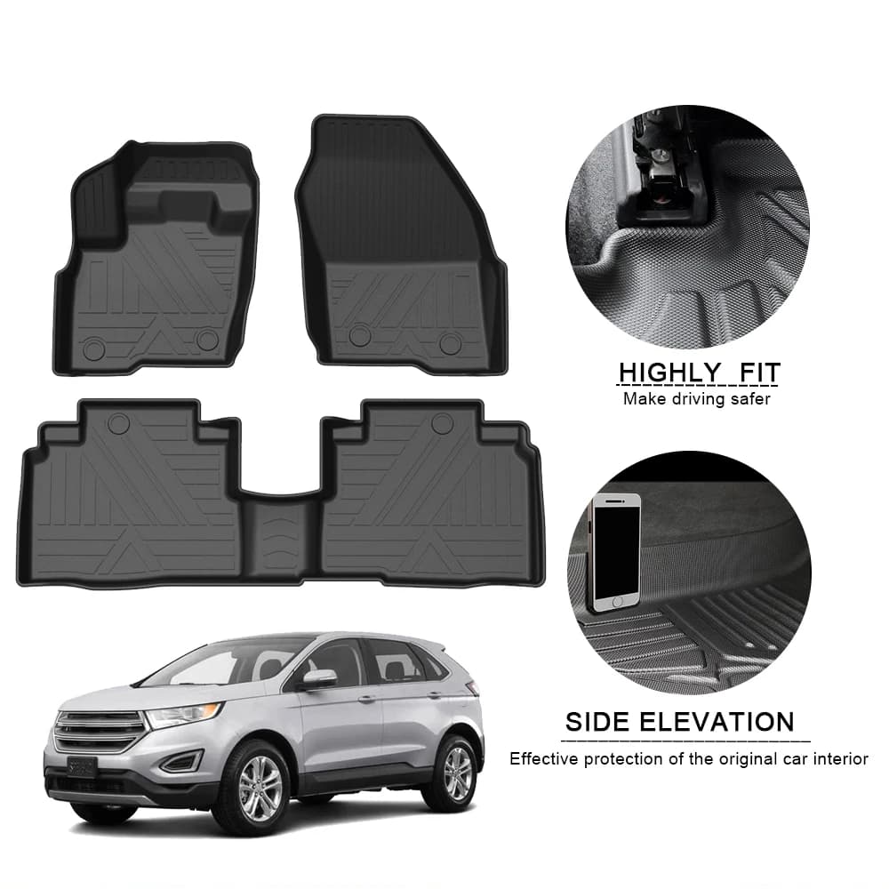 Waterproof Car Mats for Ford Edge 2015 2016 2017 2018 2019 Anti-slip Rubber Car Mats Accessories Auto TPE