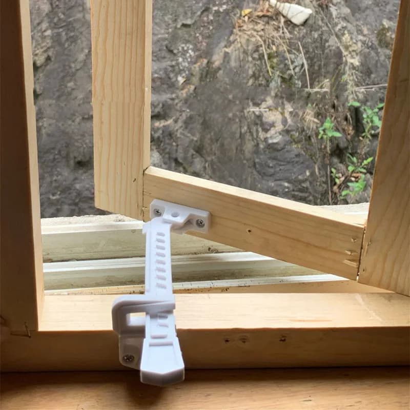 Finestra in ABS Limitatore di rinforzo del vento Fermaporta Localizzatore finestre a battente Serratura di sicurezza per accessori hardware per hotel domestici