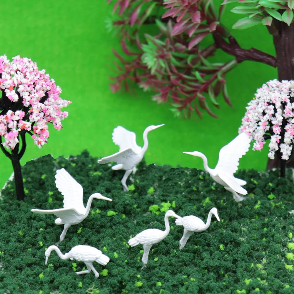 Miniature Red-Crowned Crane Model ABS Bird Animals For Diy Zoo Farm Sand Table Scene Layout Materials Diorama Kits 20Pcs/Lot