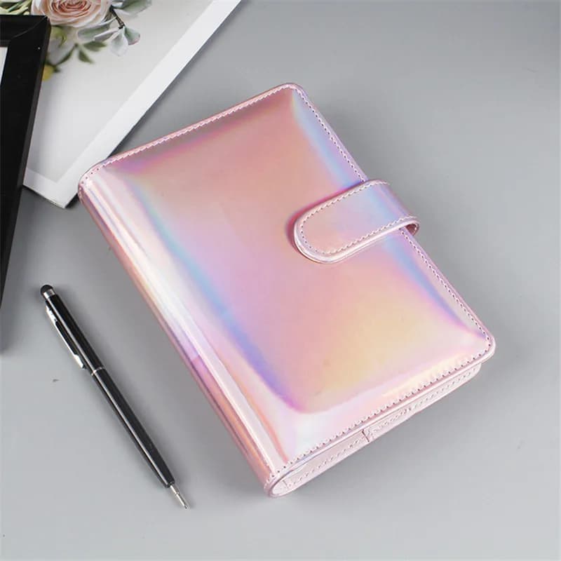 Simpatico quaderno raccoglitore fai-da-te in pelle PU laser Kawaii Pink Planner Scrapbook regalo copertina morbida materiale scolastico creativo diario diario