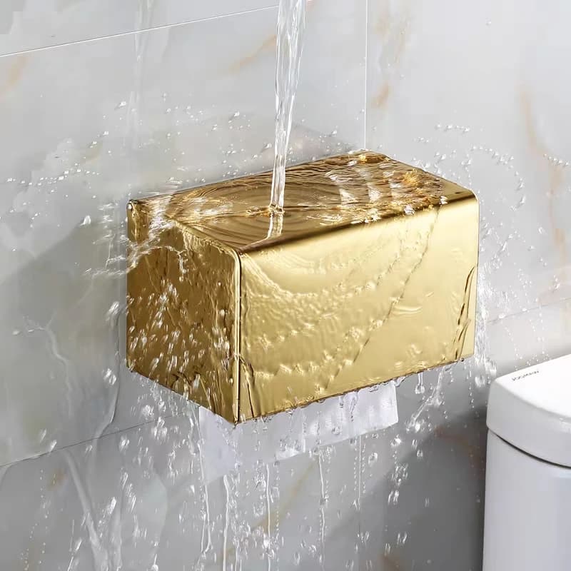 Portarotolo per carta igienica in acciaio inossidabile dorato Portarotolo per carta in rotolo impermeabile nero Accessorio per il bagno Scatola per fazzoletti Porta asciugamani di carta
