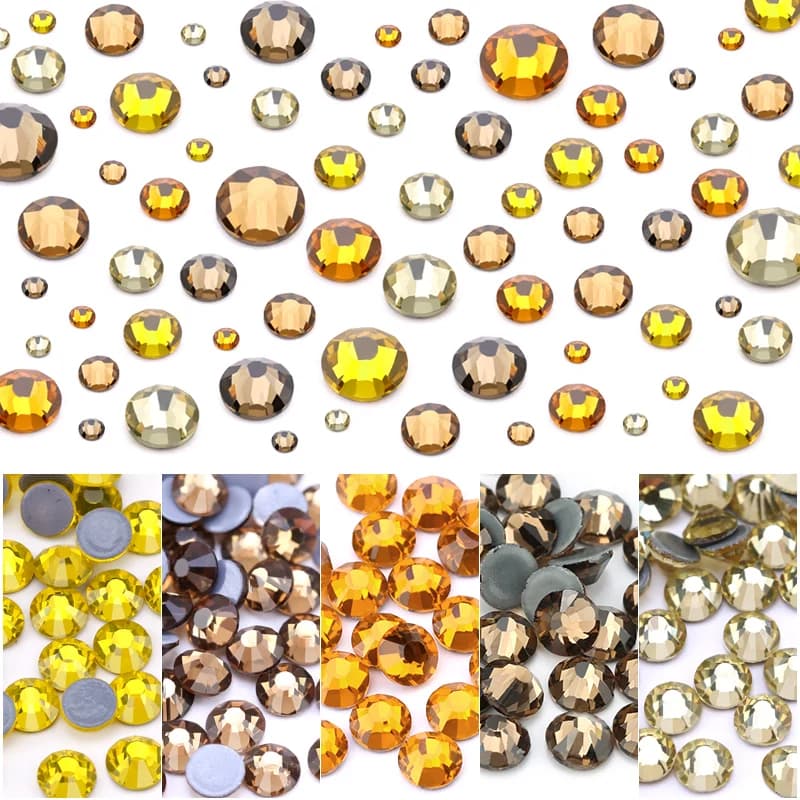SS6-SS30 Cristallo stile giallo Hot Fix Strass Glitter Pietre Strass Ferro su strass per decorazioni per indumenti in tessuto artigianale