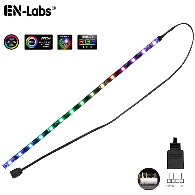 ARGB LED Strip Lights PC Case Motherboard w/ 3Pin 5V Addressable RGB Header for Asus Aura, Asrock,Gigabyte Fusion,Mystic Light