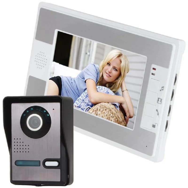 Videocitofono da 7 pollici Kit campanello per porta citofono Monitor per telecamera Sistema di blocco campanello visivo per visione notturna
