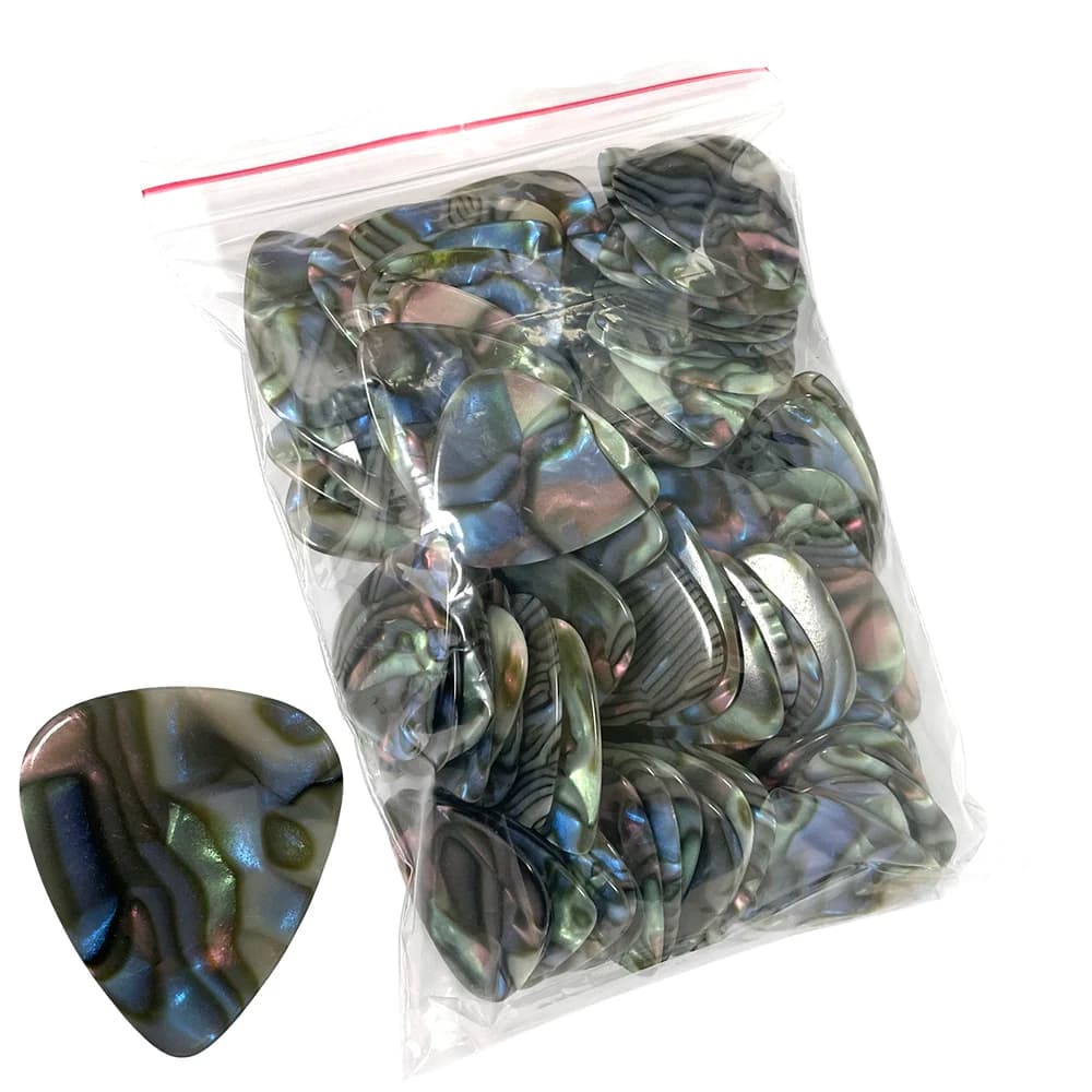 Lotti di 100 plettri per chitarra in celluloide ultra pesanti da 1,5 mm con conchiglia di abalone Plectra standard