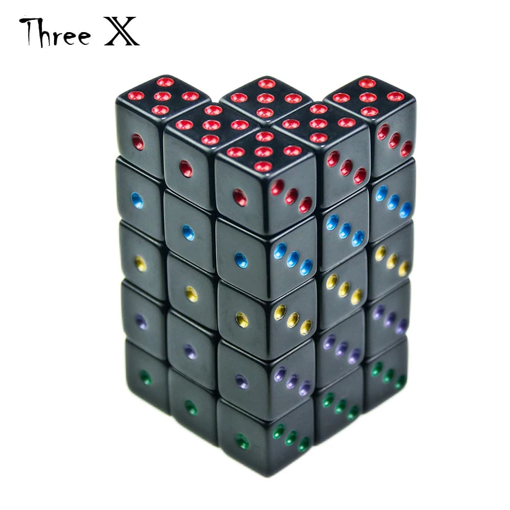 Set di dadi per giochi neri a 6 facce, angolo quadrato da 16 mm per giochi, come bomboniere da tavolo, regali