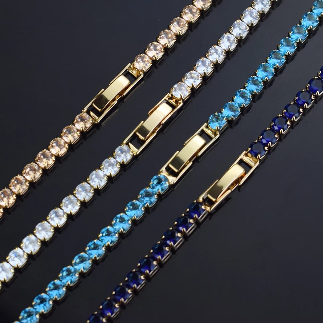 Gold Plated Cubic Zirconia Tennis Bracelet for Women Men Box Bracelet Romantic Couples Bracelets Fashion Charm Jewelry