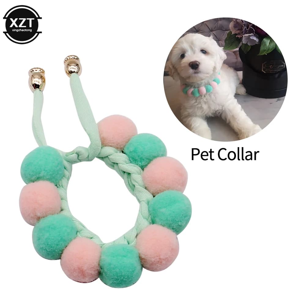 Lovely Plush Ball collare per cani Candy collana decorazione collare cucciolo tracolla con perla Yorkie Chihuahua Pug Kitty Collar