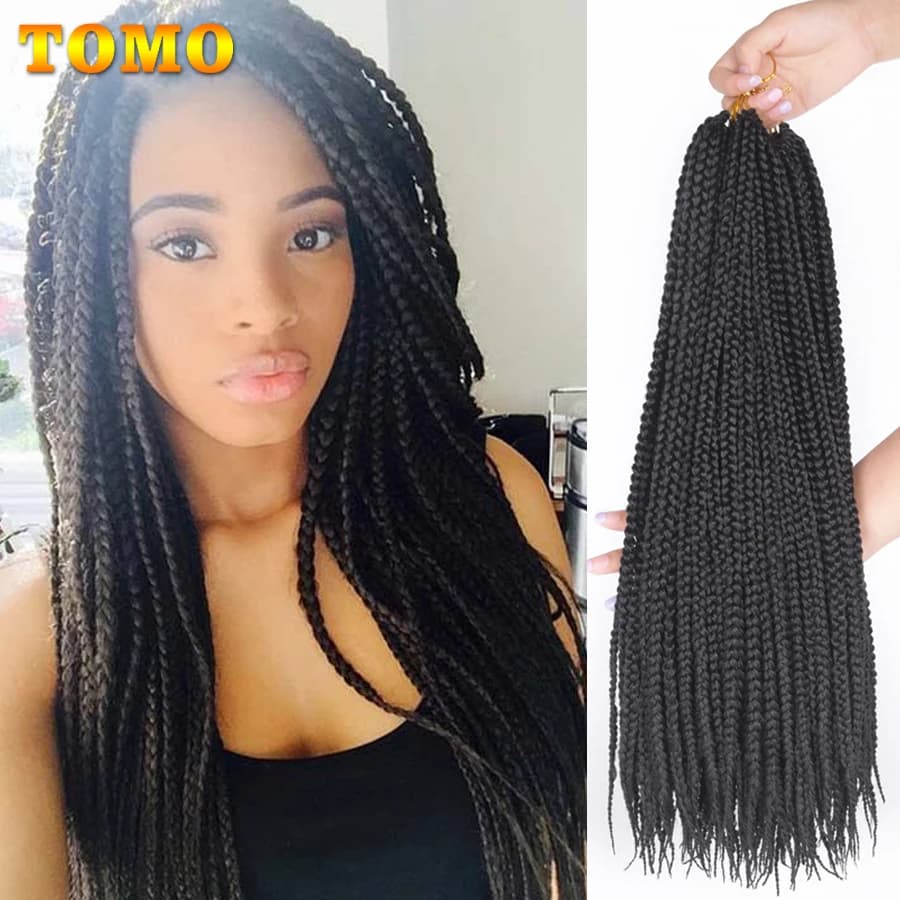 TOMO dea Box trecce capelli all'uncinetto 14 "18" 22 "Medium 3X Box trecce estensioni dei capelli Ombre colore trecce sintetiche fatte a mano