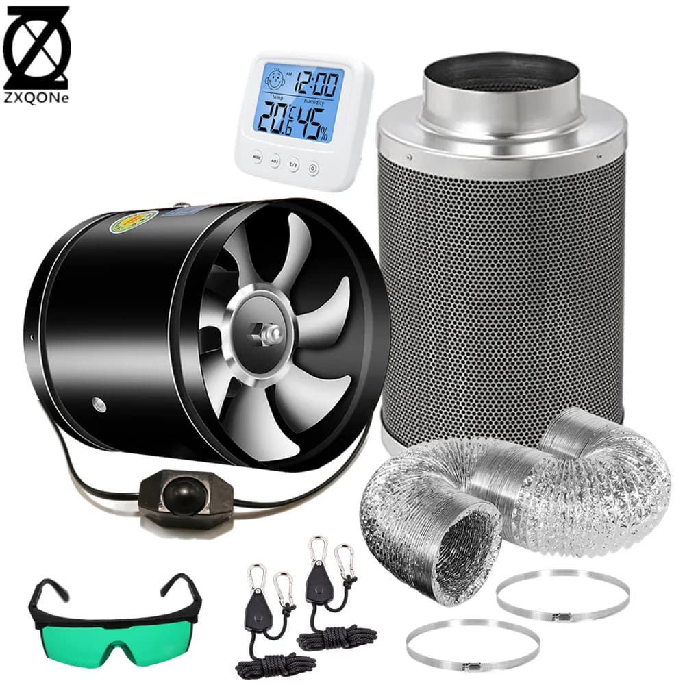 4/6/8/10/12 pollici Inline velocità regolabile controllo a basso rumore ventilatore condotto dell'aria filtro purificatore di carbone vergine impostato per tenda interna crescere