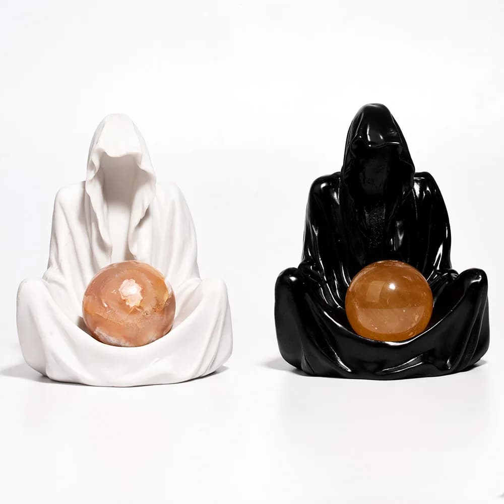 Base espositore per mago di felpe con cappuccio, pietra di quarzo naturale, supporto per palline, ornamenti per la decorazione della casa, ornamenti