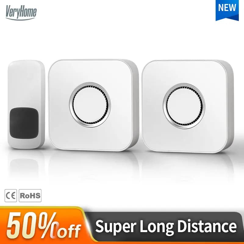 Campanello Wireless VeryHome Impermeabile a Lunga Portata, Campanello Intelligente Senza Fili per Casa con Suoneria e Timbro