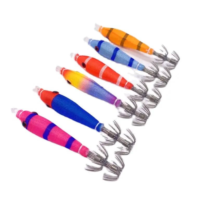 2 Pz * 7 cm/4gSea Pesca Legno Gamberetti Esca Bazooka Calamari jig Panno Rotolo Esplosione Gancio Luminoso UV Tubo di Soffiaggio Polpo Jig Gancio