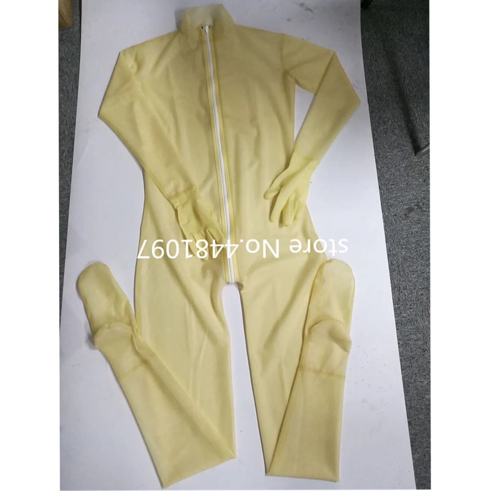 Tute in gomma Catsuit in lattice fatte a mano con guanti e calzini Zip frontale Set completo costumi di Halloween per uomo