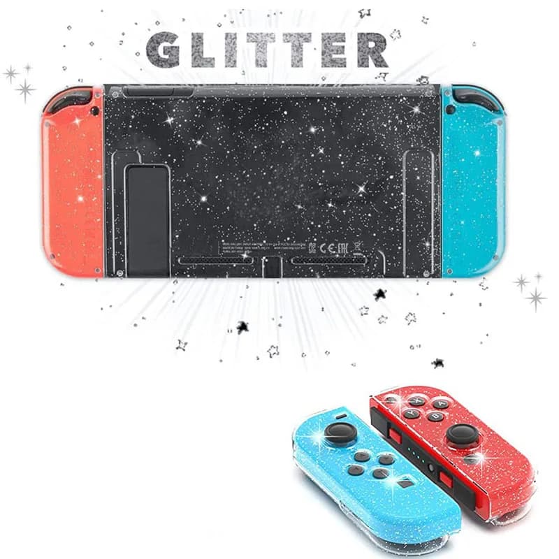 Clear Glitter TPU Soft Case Protective Cover Bling Shell for Nintendo Switch NS Joycon Controller Transparent Silicone Protector