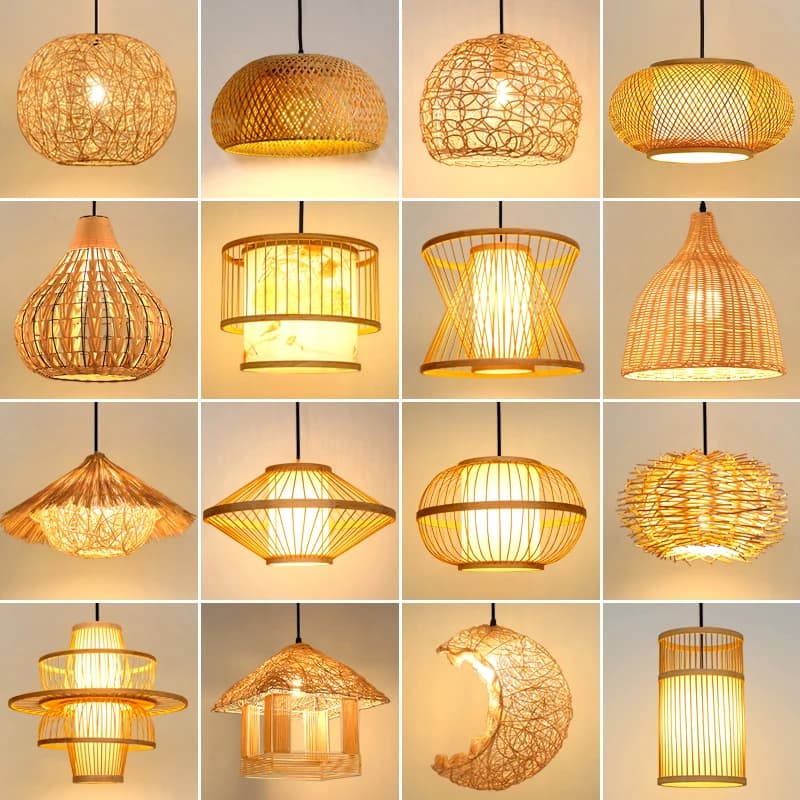 Lampada a sospensione in Rattan legno di bambù personalità creativa lavorata a mano semplice lampada a sospensione in bambù per soggiorno