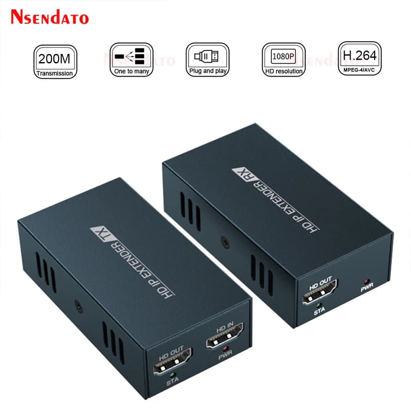 Extender HDMI IP RJ45 DT236 for network, 200m on UTP/STP CAT5/5e/6, compatible with IR LAN Ethernet