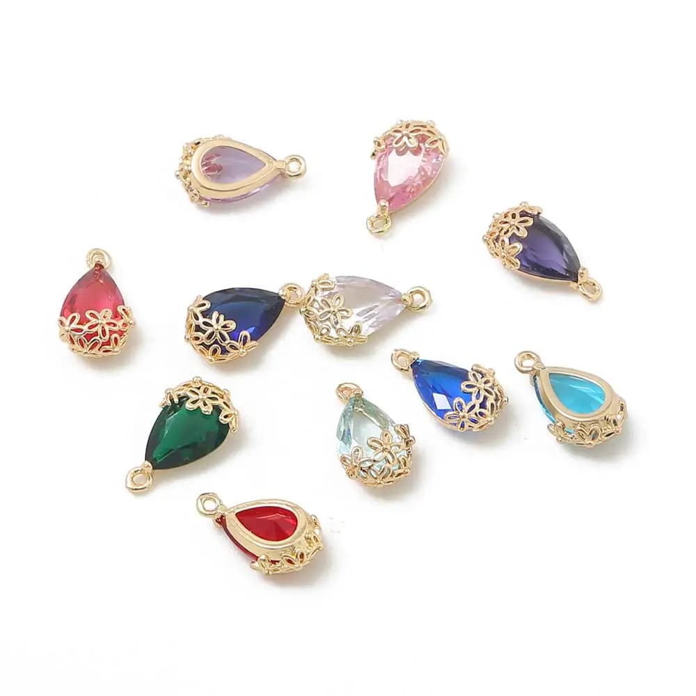 1Pcs 9x16mm Splendente Gemma Zircone Cristallo Pendenti E Ciondoli Per Il FAI DA TE Orecchini Della Collana Del Braccialetto Pendenti Con Gemme E Perle Monili Che Fanno Gli Accessori forniture