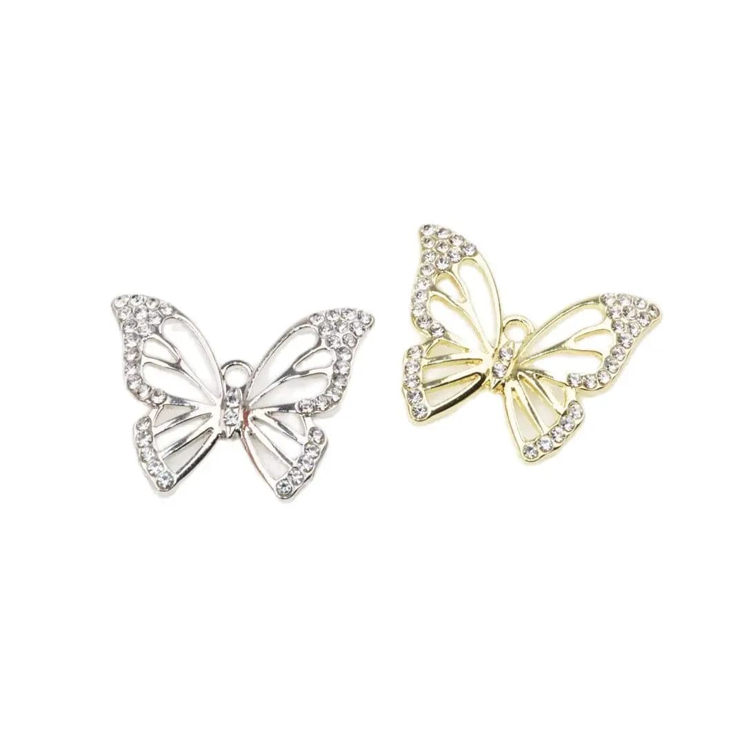Eruifa 6 pz 26*20mm Farfalla Con Strass Collana In Lega di Zinco, Orecchino Accessorio da Donna Gioielli Ragazza FAI DA TE Fatti A Mano 2 Colori