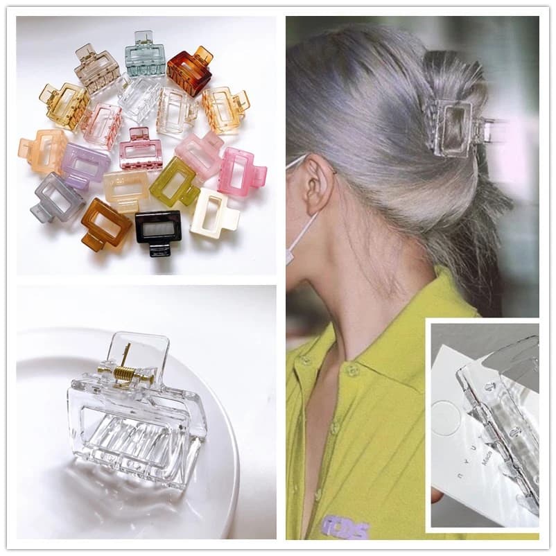 Tornante 2020 Trasparente Artiglio Dei Capelli Clip Granchi per I Capelli Hollowout Rettangolo Hairgrips Coda di Cavallo Titolari Accessori Per Capelli Delle Donne