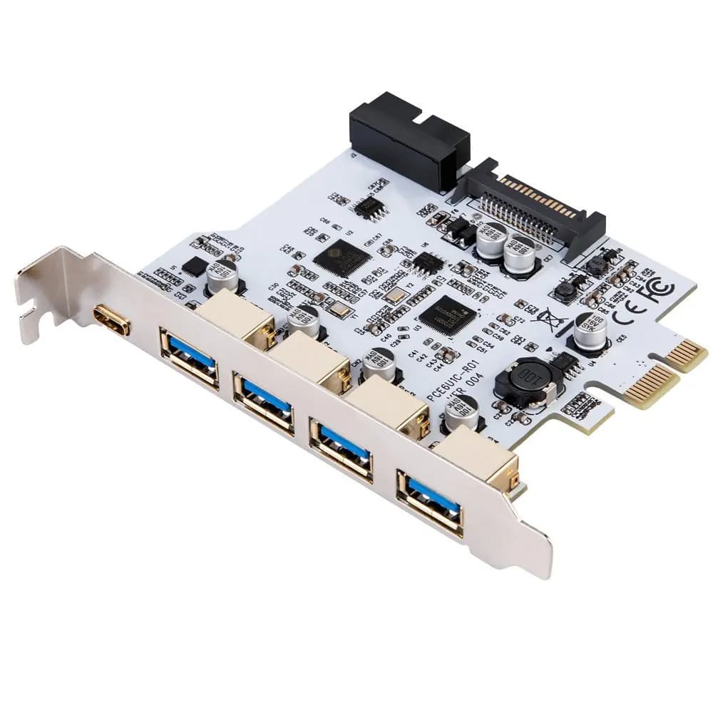 7 Ports PCI-E To USB 3.0 Expansion Card Type C Expansion Card PCI-E To USB 3.0 Controller 5Port + 1Port USB 3.1 Card Adapter