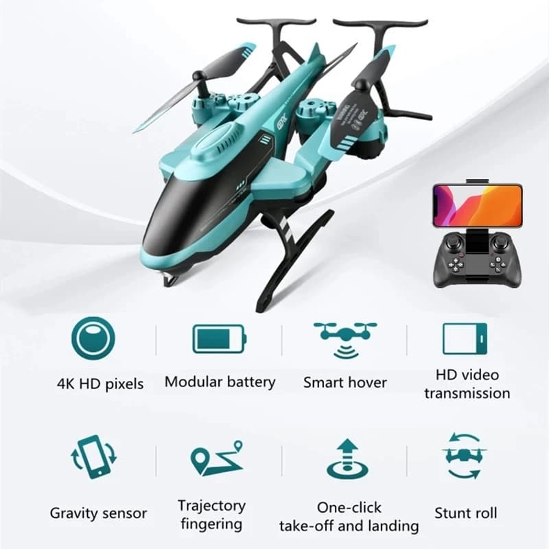 Drone Professionale 4K HD con Telecamera WIFI FPV, Elicottero RC 4K, Quadricottero con Luce LED Notturna, Regalo per Bambini e Ragazzi