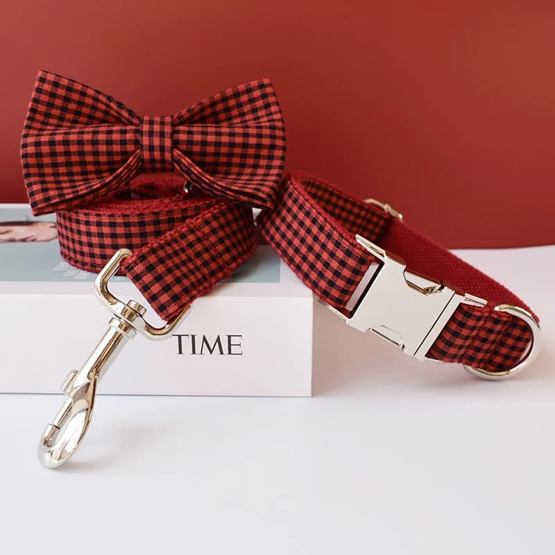 Incisione gratuita collare per cani con fiocco Labrador Bull Bowknot collare per animali domestici cinghie per guinzaglio accessori fibbia regolabile griglia francese 04