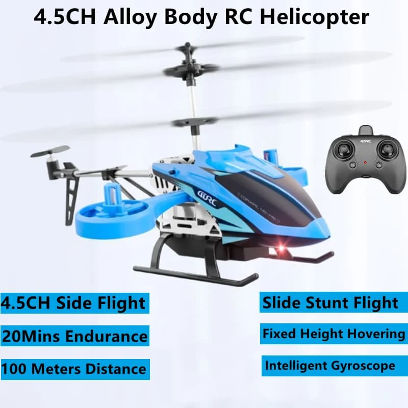 Elicottero RC a Altezza Fissa 4.5CH 100M con Giroscopio Intelligente, Corpo in Lega, Auto-levitazione, Decollo/Atterraggio con Un Tasto, Giocattolo RC con Luci