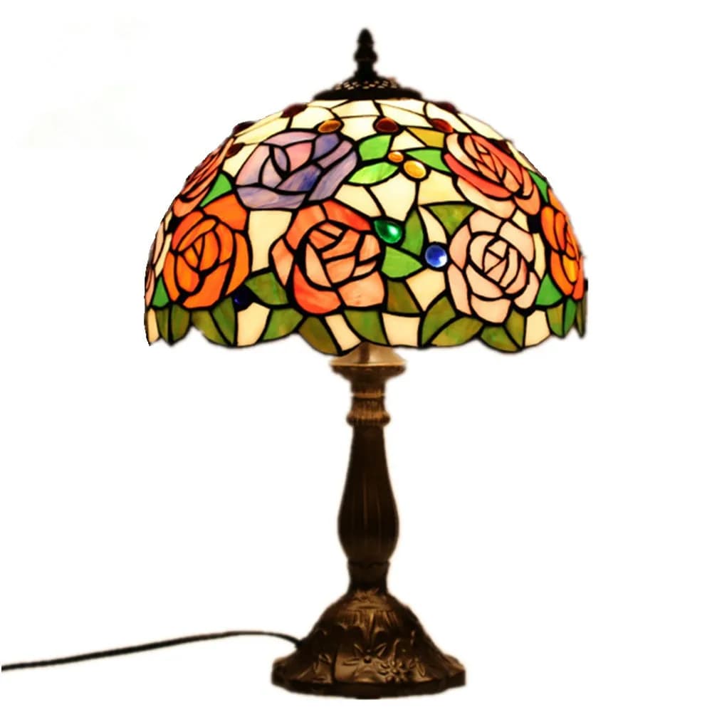 Lampada Tiffany Serie Soggiorno Camera da letto Comodino Ristorante Tavolo da bar Lampada da tavolo a LED rosa romantica E27 AC110V 220V