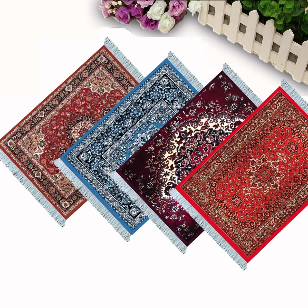 MRGLZY New Hot Mouse Mat Small Persian Carpet Laptop Keyboard Disco Mouse Mat Rubber mouse mat with white tassel Mouse mat