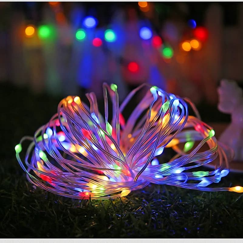 Luci Solari a Tubo da 10m con 100 LED, Impermeabili per Esterni, Luci a Stringa USB per Feste, Natale, Giardino Incantato
