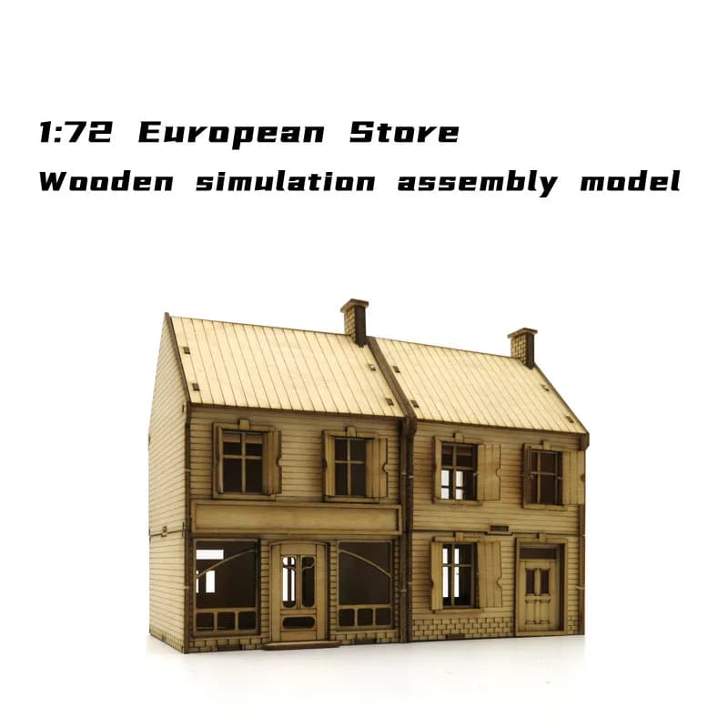 1/72 Modello di scena del negozio europeo Architettura rurale Modello di assemblaggio in legno Casa in miniatura Paesaggio Giocattoli fatti a mano