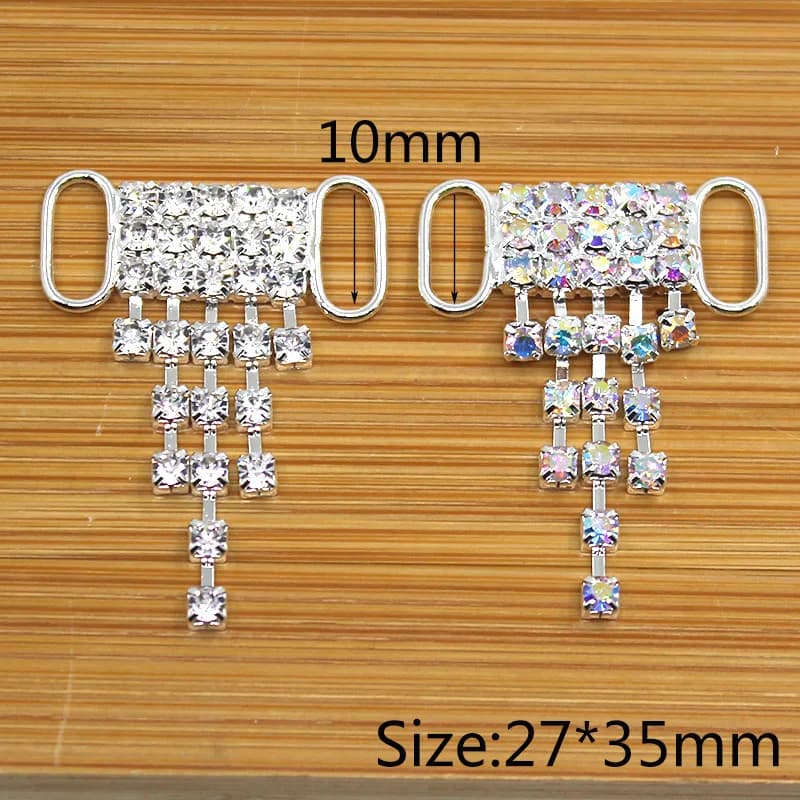 Fibbie metalliche rettangolari, fibbia diamantata, accessorio per nastro per lavoro manuale da cucito, offerta calda, 27x35 mm, lotto da 10 pezzi