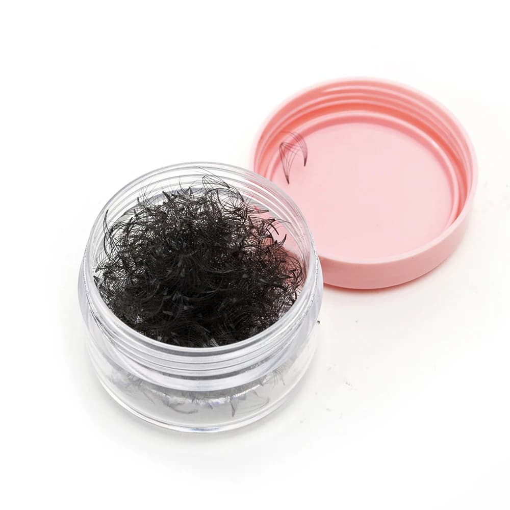 1 barattolo 300 Mega Fans Pro Point Russian Volume Heat Bonded Lash Premade stelo corto estensione ciglia individuale Pre Made Fan