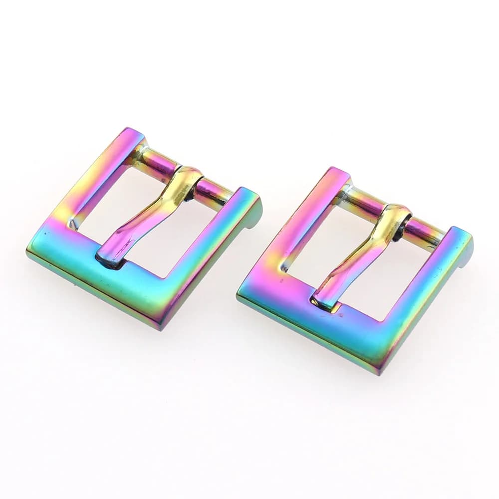 20 pz/lotto 10mm Arcobaleno Metallo Quadrato Fibbie Per Cintura Con singolo pin Per Scarpe Borsa Vestiti Accessori Regalo Cucito scrapbooking